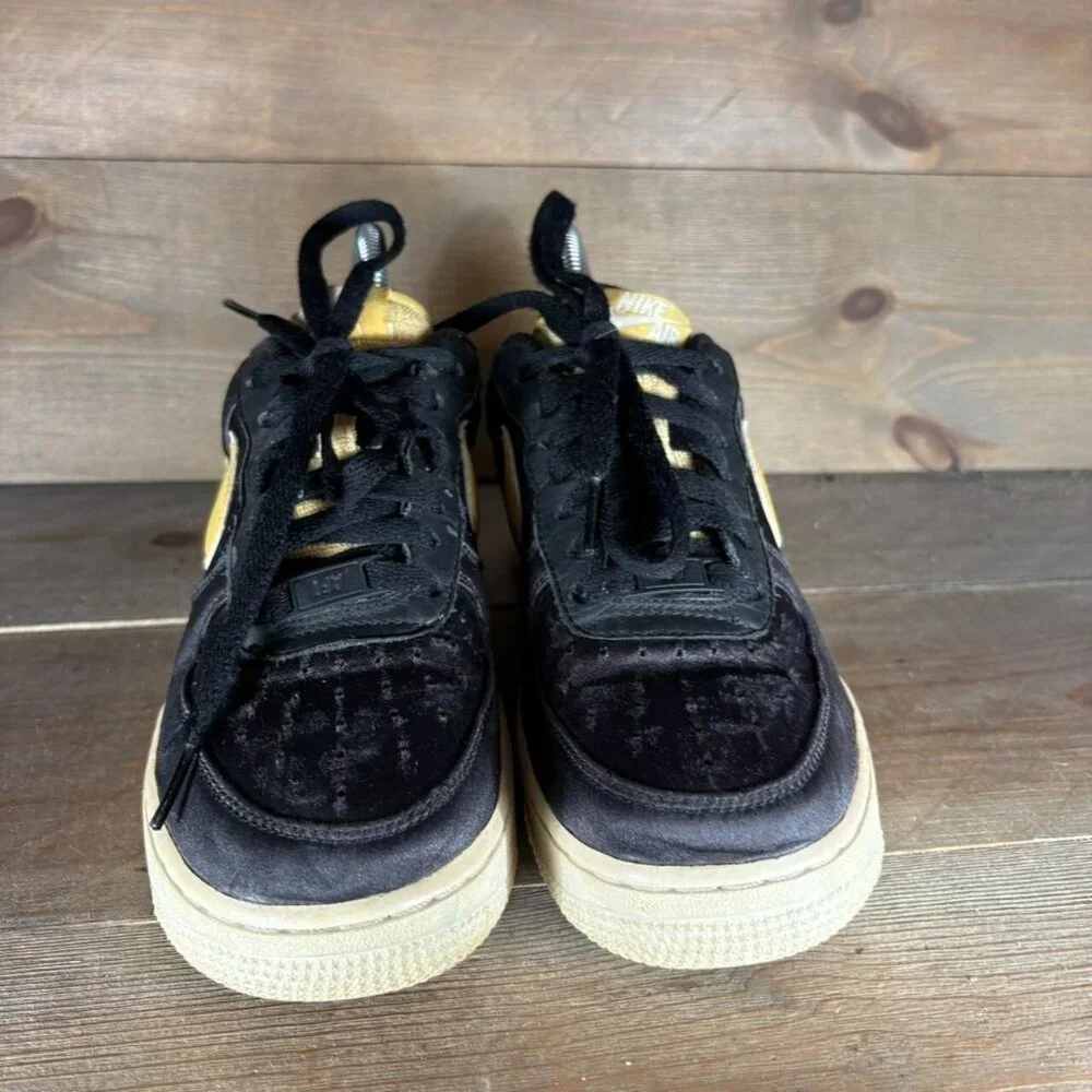 nike air force 1 SE womens size 6.5 shoes black satin lowtop comfort sneakers